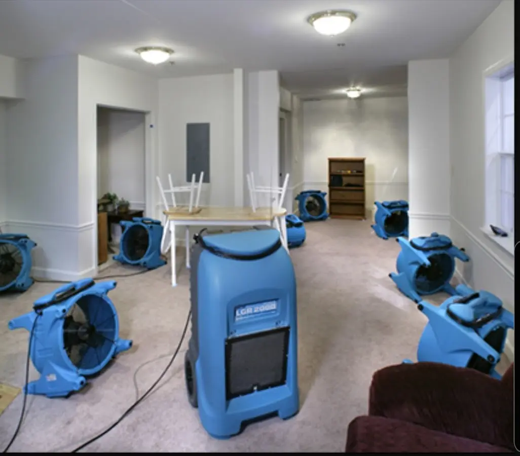 Air movers and dehumidifier setup for Water Extraction & Removal in Lake Murray of Richland